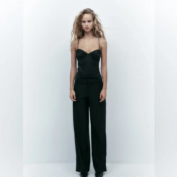 Zara Black Full Length Flap  Pants - Picture 2 of 4